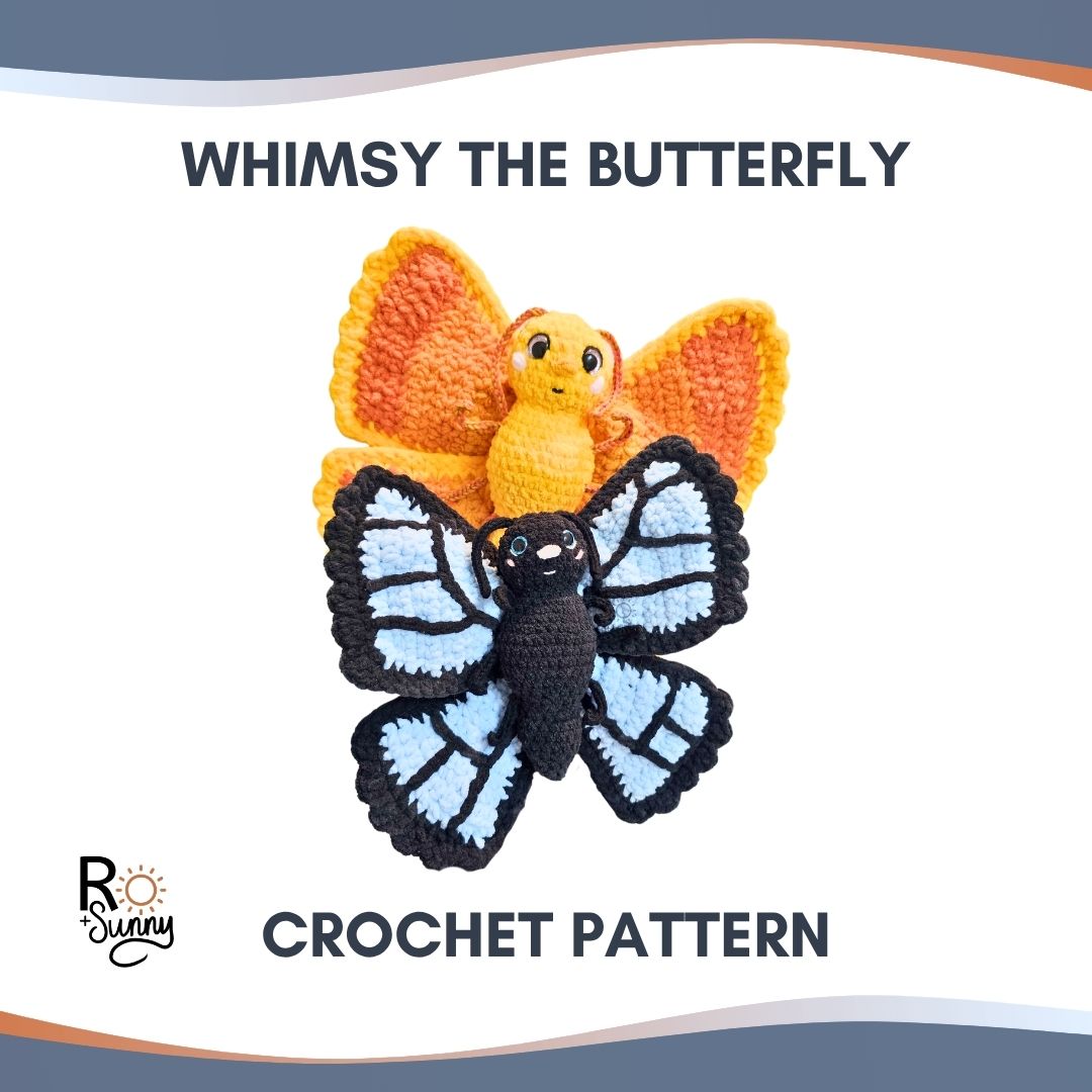 Whimsy the Butterfly, 3-in-1 Beginner Crochet Pattern (PDF Pattern ONLY, US Terminology)